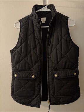 J. Crew Black Quilted Vest with Gold Buttons